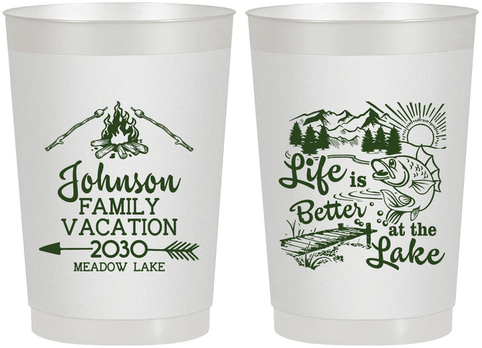 Personalized Family Vacation 22 oz Frosted Cups - Lake Camping | 180011