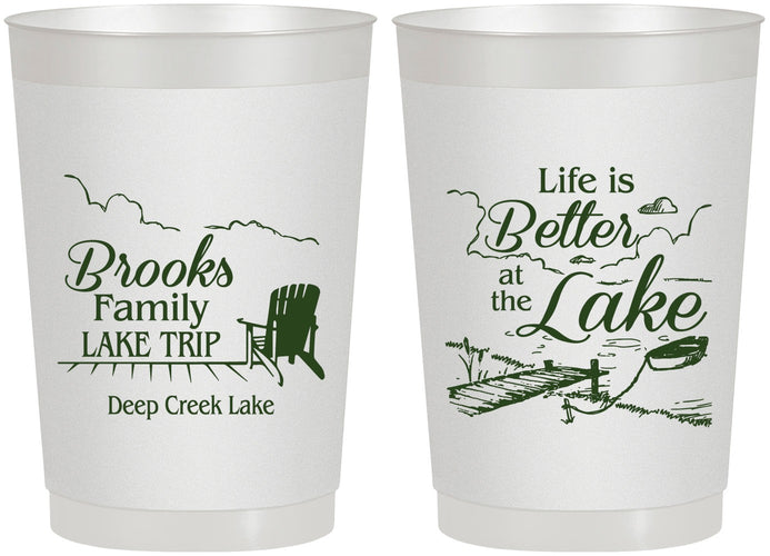 Personalized Family Vacation 22 oz Frosted Cups - Lake Camping | 180012