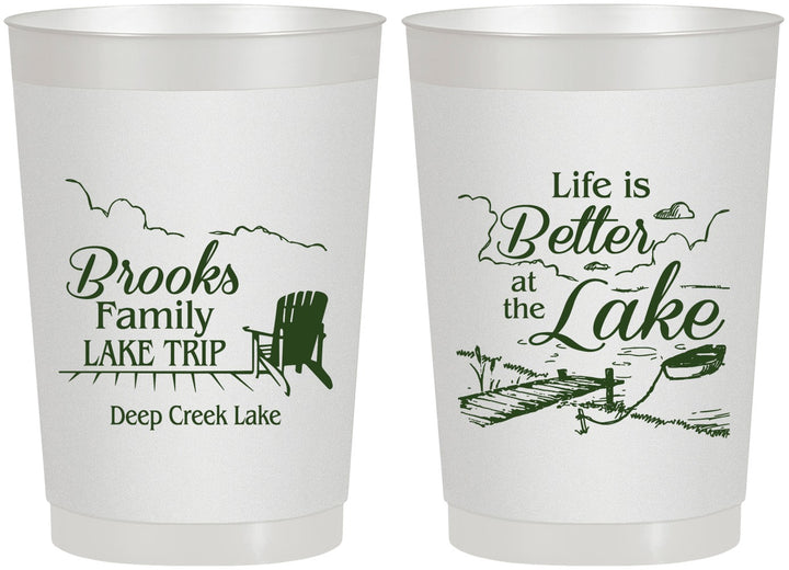 Personalized Family Vacation 22 oz Frosted Cups - Lake Camping | 180012