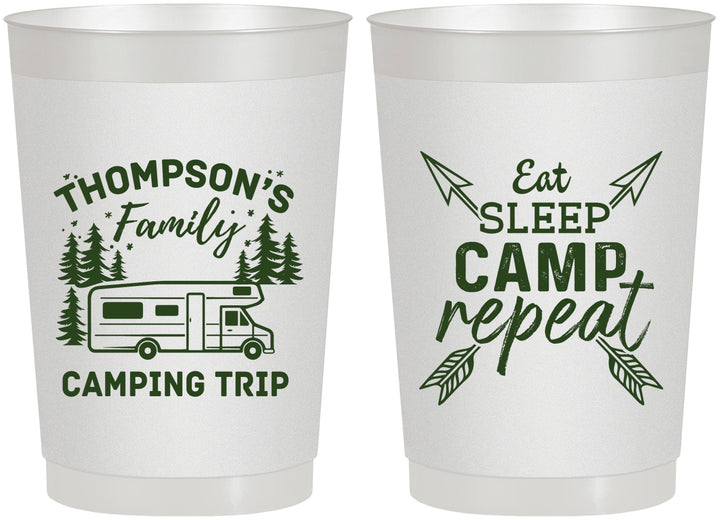 Personalized Family Vacation 22 oz Frosted Cups - Camping Trip | 180016