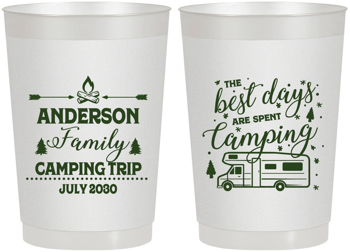 Personalized Family Vacation 22 oz Frosted Cups - Camping Trip | 180017