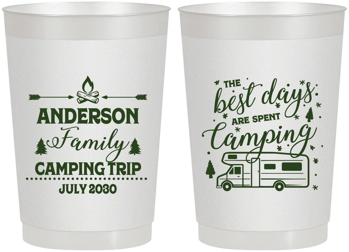 Personalized Family Vacation 22 oz Frosted Cups - Camping Trip | 180017