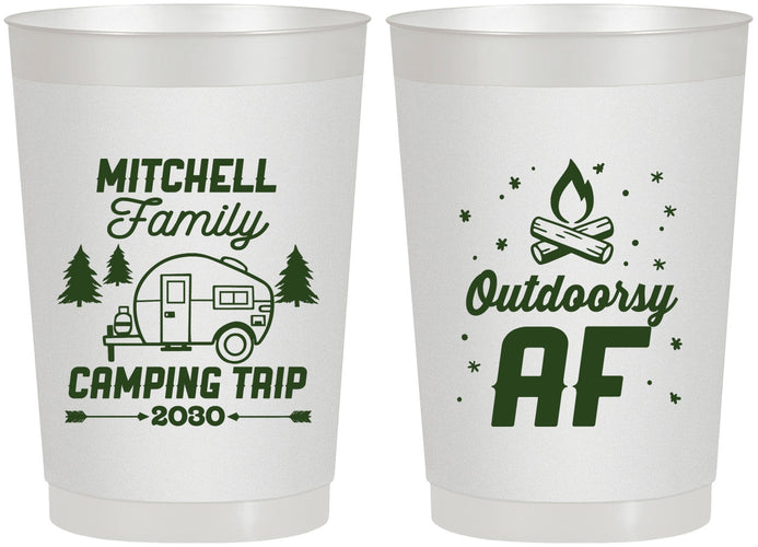 Personalized Family Vacation 22 oz Frosted Cups - Camping Trip | 180018