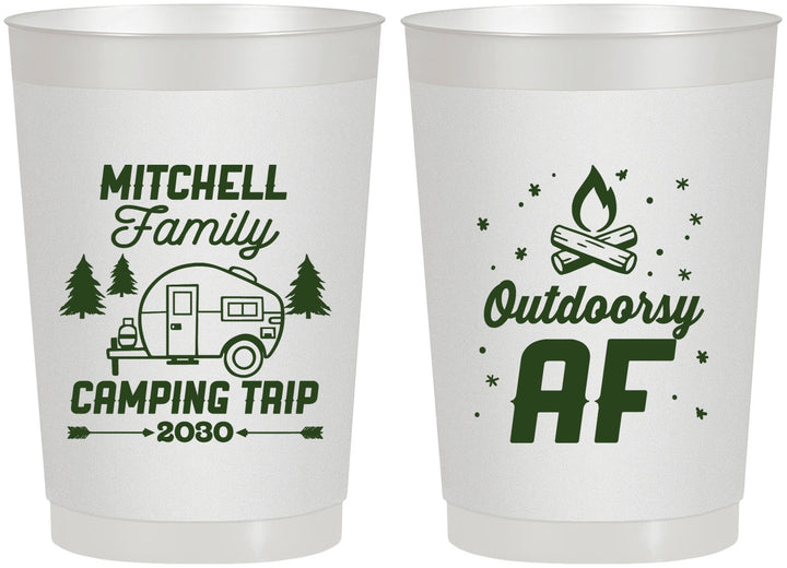 Personalized Family Vacation 22 oz Frosted Cups - Camping Trip | 180018