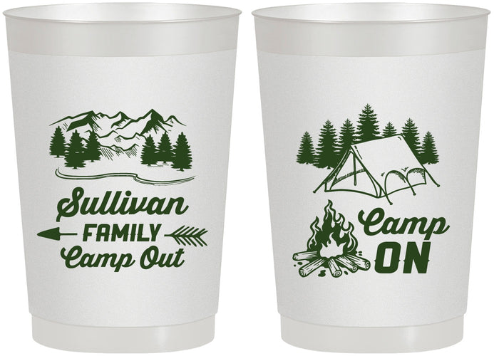 Personalized Family Vacation 22 oz Frosted Cups - Family Camp Out | 180019