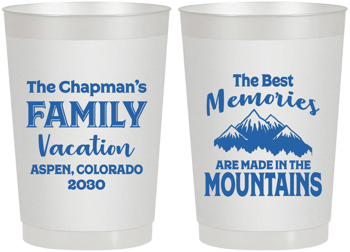 Personalized Family Vacation 22 oz Frosted Cups - Mountains | 180021