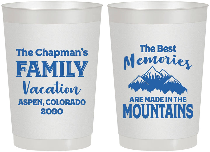 Personalized Family Vacation 22 oz Frosted Cups - Mountains | 180021