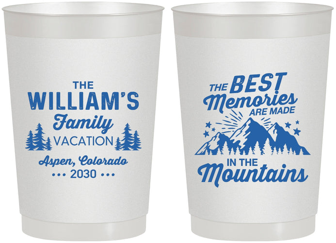 Personalized Family Vacation 22 oz Frosted Cups - Mountains | 180022