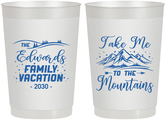 Personalized Family Vacation 22 oz Frosted Cups - Mountains | 180024