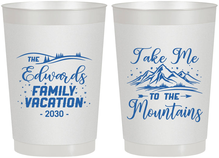 Personalized Family Vacation 22 oz Frosted Cups - Mountains | 180024