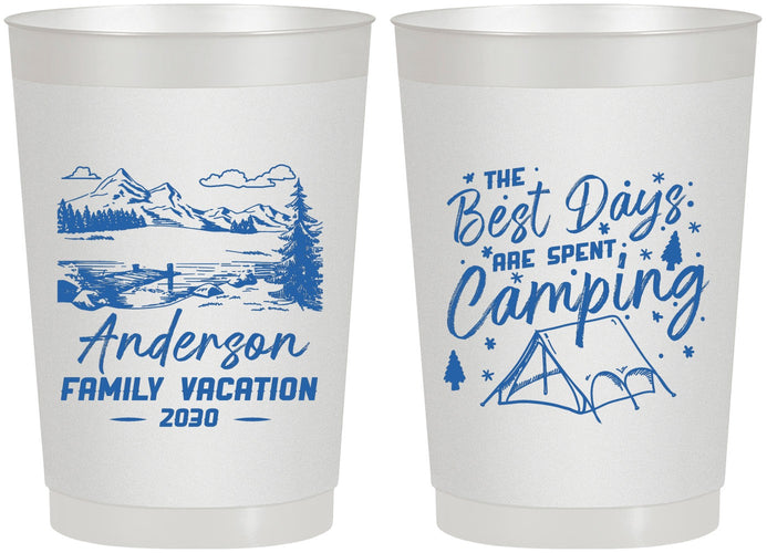 Personalized Family Vacation 22 oz Frosted Cups - Camping Trip | 180025