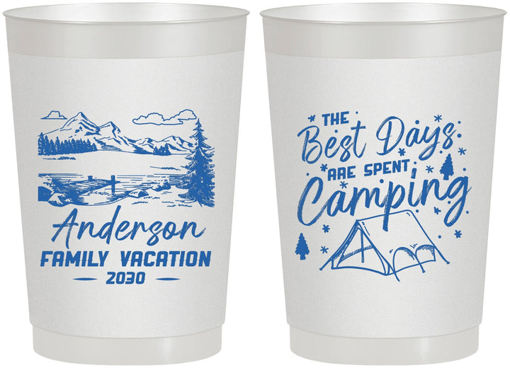 Personalized Family Vacation 22 oz Frosted Cups - Camping Trip | 180025
