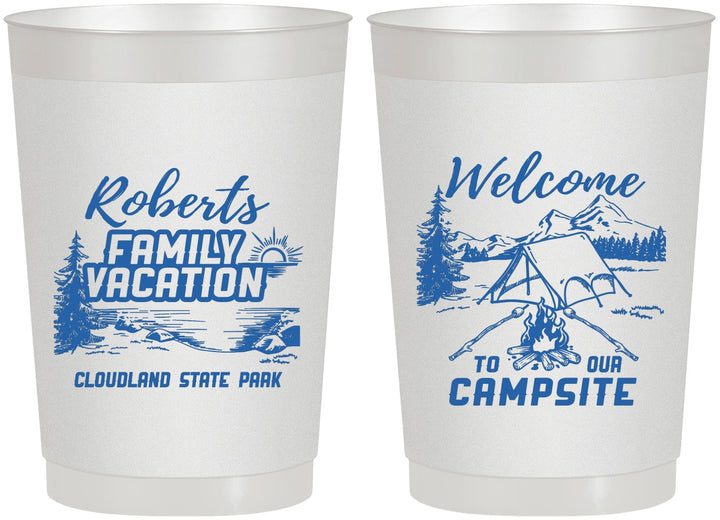 Personalized Family Vacation 22 oz Frosted Cups - Camping Trip | 180026