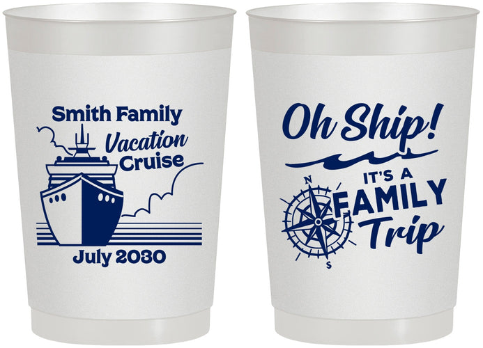 Personalized Family Vacation 22 oz Frosted Cups - Oh Ship Cruise | 180030