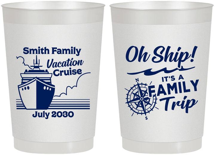 Personalized Family Vacation 22 oz Frosted Cups - Oh Ship Cruise | 180030