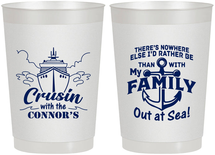 Personalized Family Vacation 22 oz Frosted Cups - Nautical Cruise | 180031