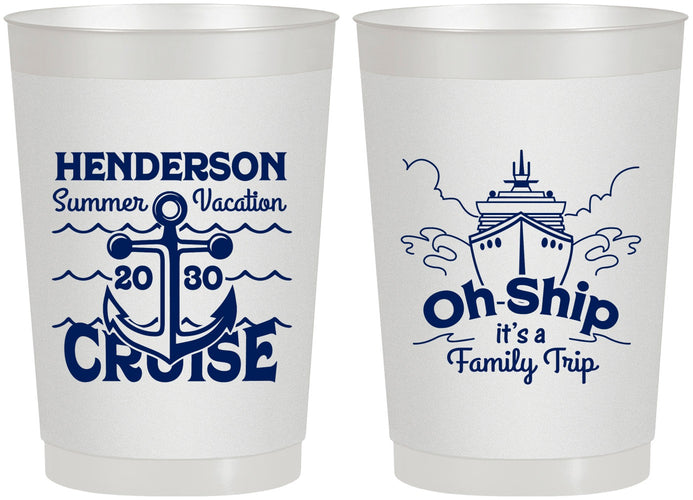 Personalized Family Vacation 22 oz Frosted Cups - Oh Ship Cruise | 180032