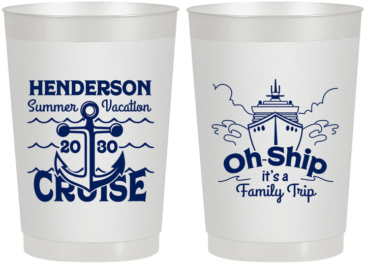 Personalized Family Vacation 22 oz Frosted Cups - Oh Ship Cruise | 180032