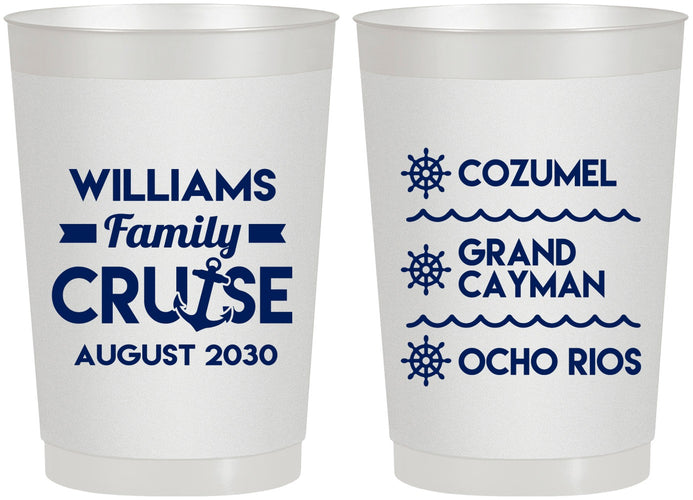 Personalized Family Vacation 22 oz Frosted Cups - Nautical Cruise | 180034