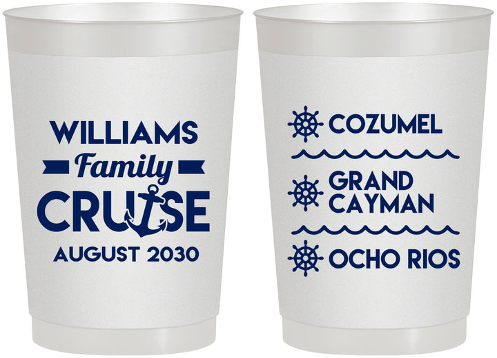 Personalized Family Vacation 22 oz Frosted Cups - Nautical Cruise | 180034