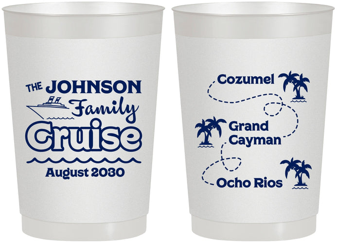 Personalized Family Vacation 22 oz Frosted Cups - Cruise Ship | 180035
