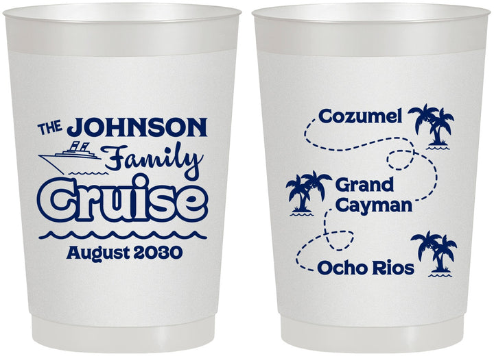 Personalized Family Vacation 22 oz Frosted Cups - Cruise Ship | 180035