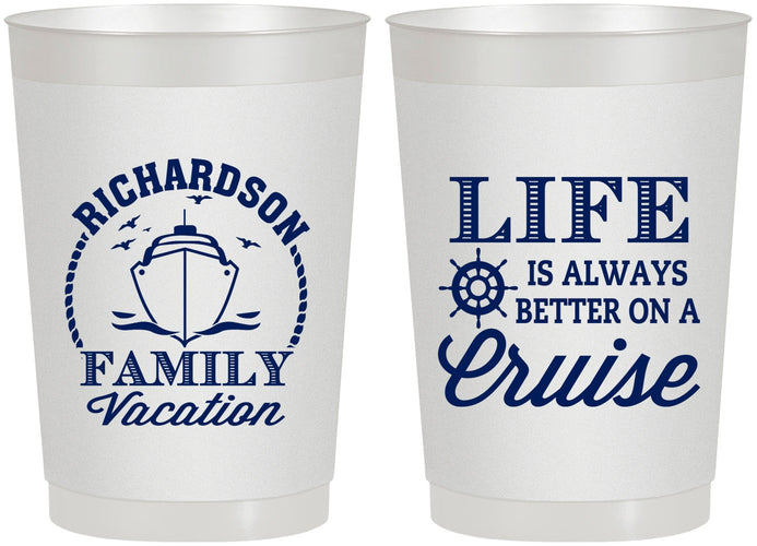 Personalized Family Vacation 22 oz Frosted Cups - Cruise Ship | 180036