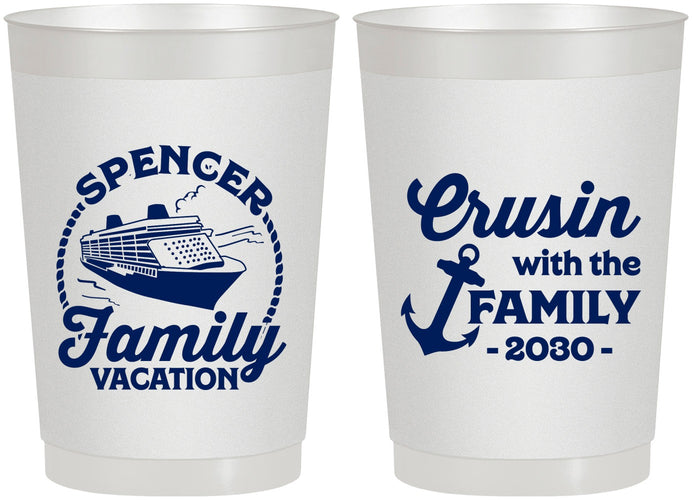 Personalized Family Vacation 22 oz Frosted Cups - Cruisin Ship | 180037
