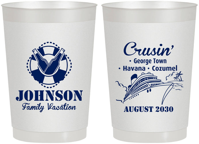 Personalized Family Vacation 22 oz Frosted Cups - Cruisin Ship | 180039