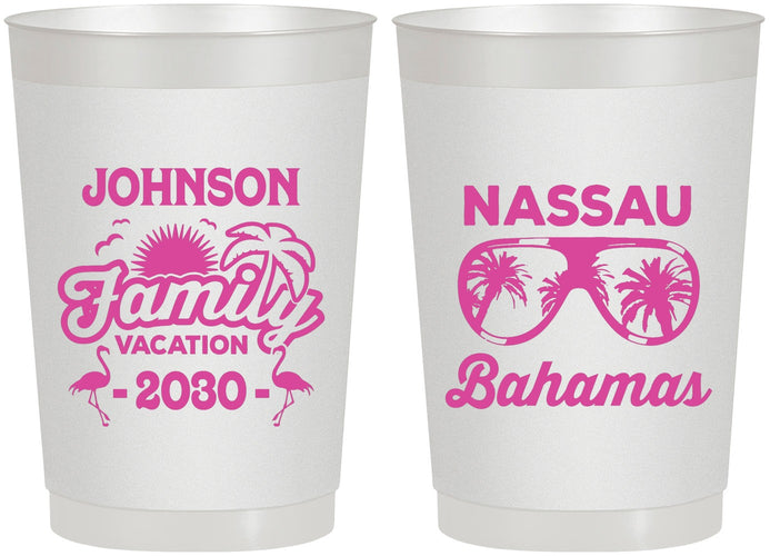 Personalized Family Vacation 22 oz Frosted Cups - Bahamas | 180041