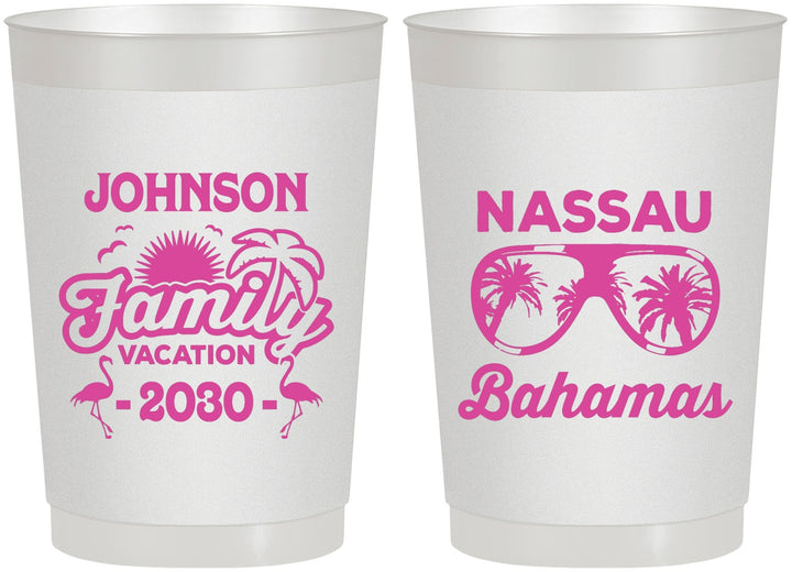 Personalized Family Vacation 22 oz Frosted Cups - Bahamas | 180041