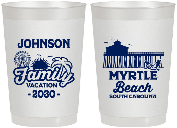 Personalized Family Vacation 22 oz Frosted Cups - Myrtle Beach | 180045
