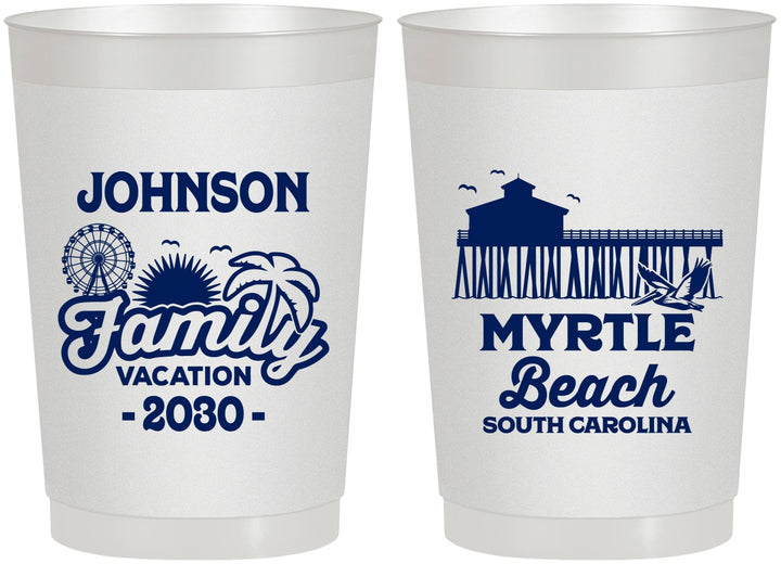 Personalized Family Vacation 22 oz Frosted Cups - Myrtle Beach | 180045