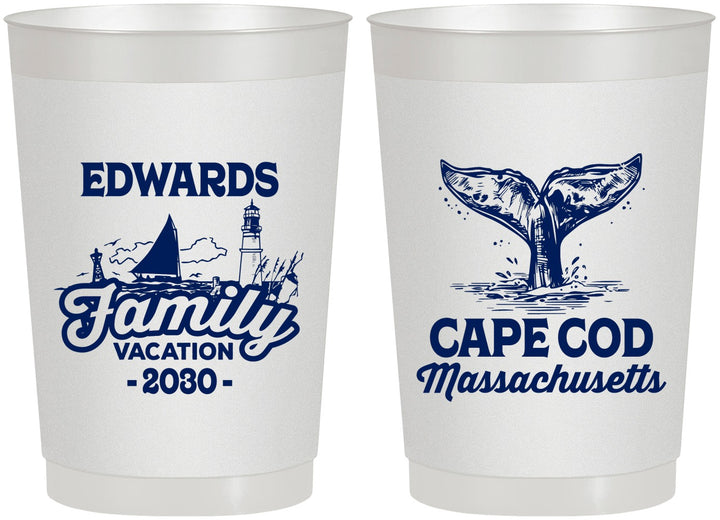 Personalized Family Vacation 22 oz Frosted Cups - Cape Cod | 180046