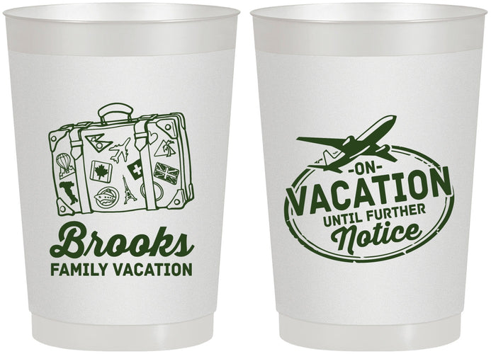 Personalized Family Vacation 22 oz Frosted Cups - Road Trip Plane | 180052