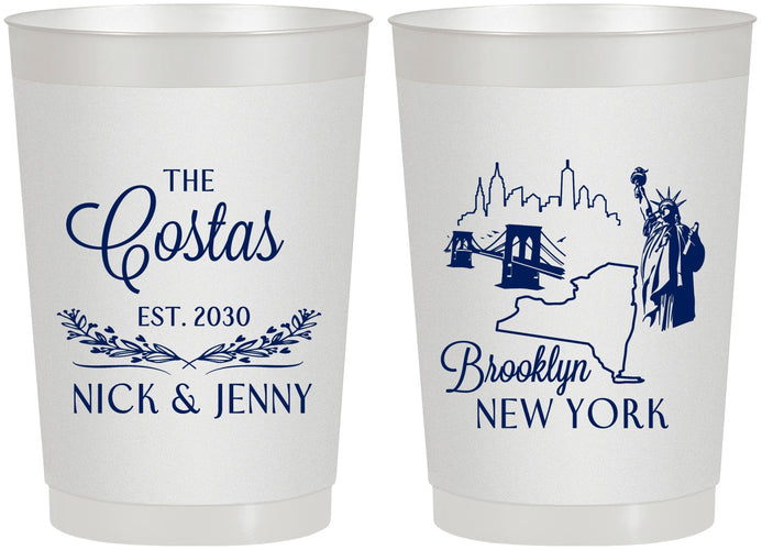 Personalized Wedding 22 oz Frosted Cups - New  York | 181