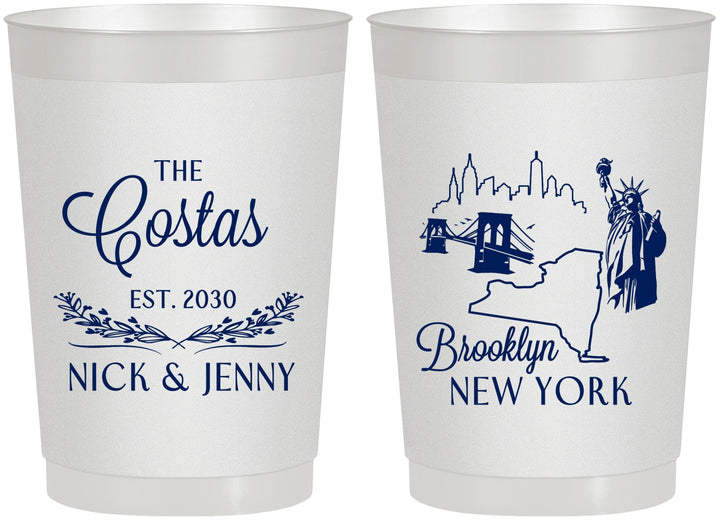 Personalized Wedding 22 oz Frosted Cups - New  York | 181