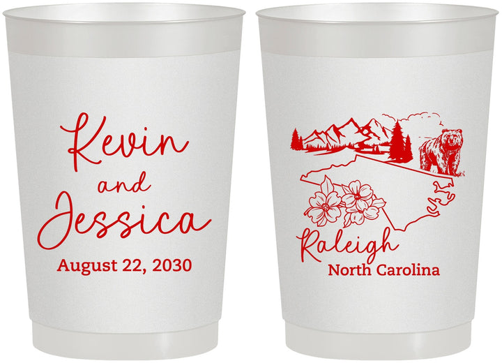 Personalized Wedding 22 oz Frosted Cups - North Carolina | 182