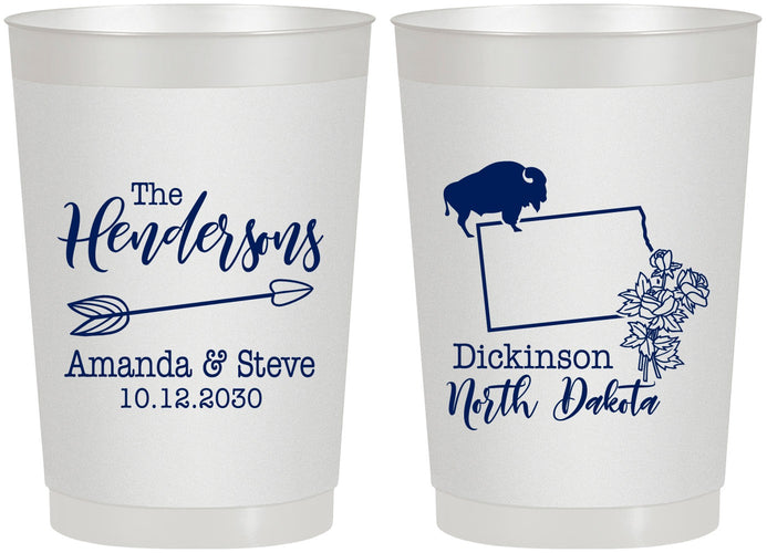 Personalized Wedding 22 oz Frosted Cups - North Dakota | 183