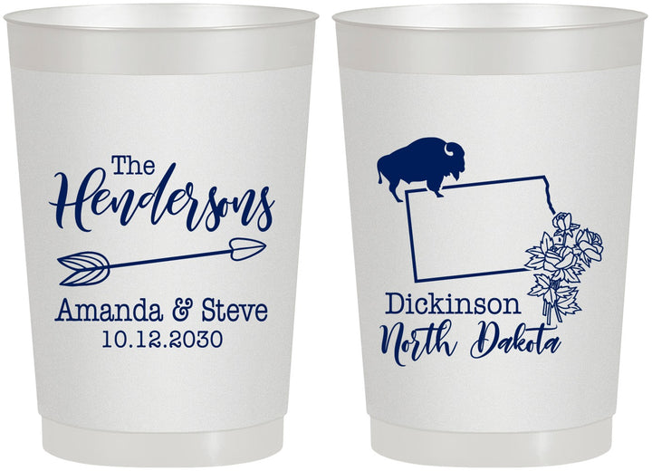 Personalized Wedding 22 oz Frosted Cups - North Dakota | 183