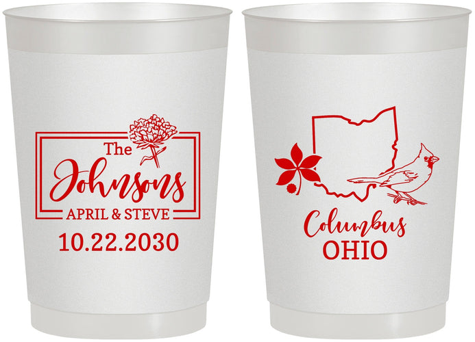 Personalized Wedding 22 oz Frosted Cups - Ohio | 184