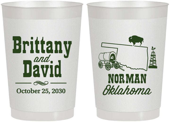 Personalized Wedding 22 oz Frosted Cups - Oklahoma | 185