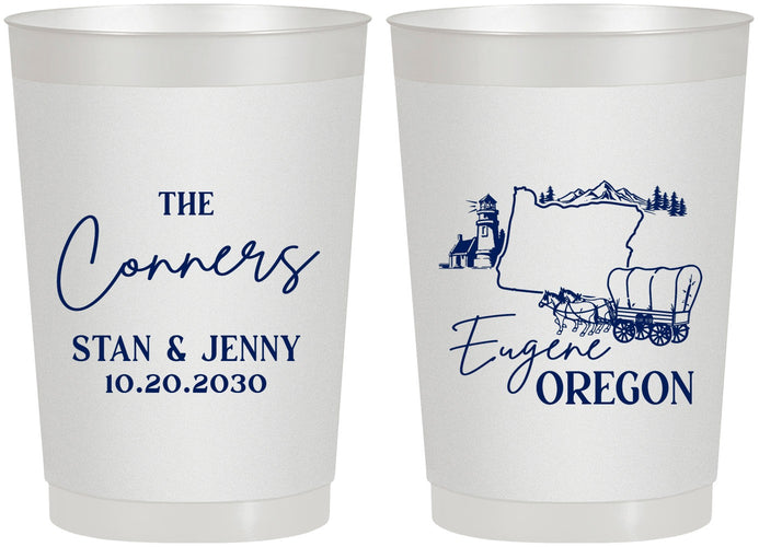 Personalized Wedding 22 oz Frosted Cups - Oregon | 186