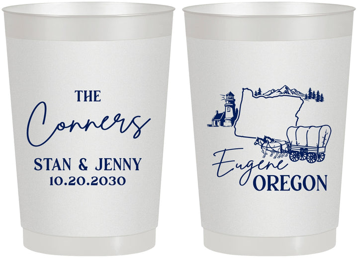 Personalized Wedding 22 oz Frosted Cups - Oregon | 186