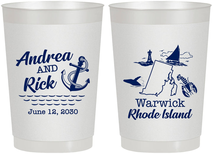 Personalized Wedding 22 oz Frosted Cups - Rhode Island | 188