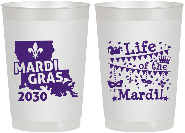 Personalized Mardi Gras 22 oz Frosted Cups - Life Of The Mardi | 190001