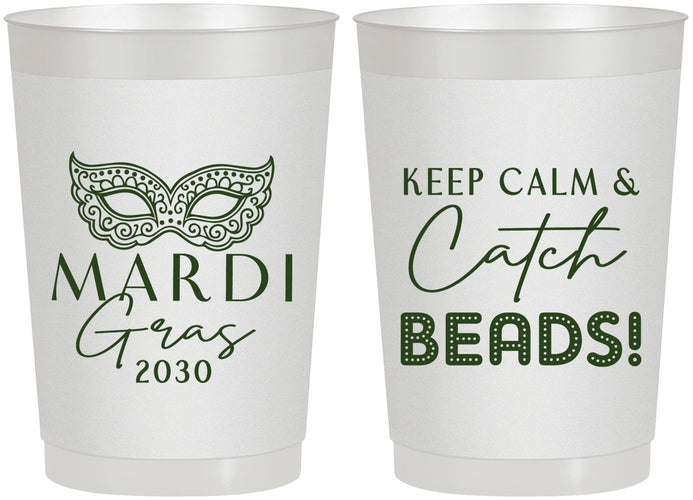 Personalized Mardi Gras 22 oz Frosted Cups - Beads Nola | 190007