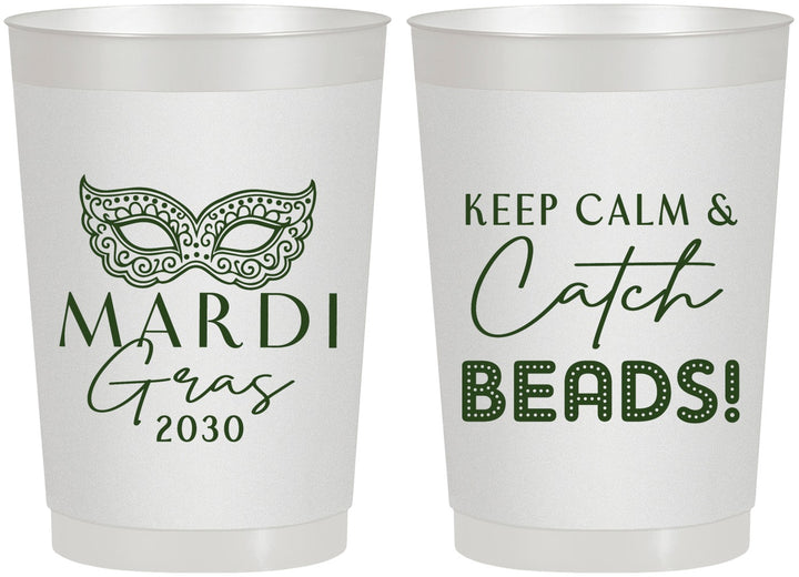 Personalized Mardi Gras 22 oz Frosted Cups - Beads Nola | 190007