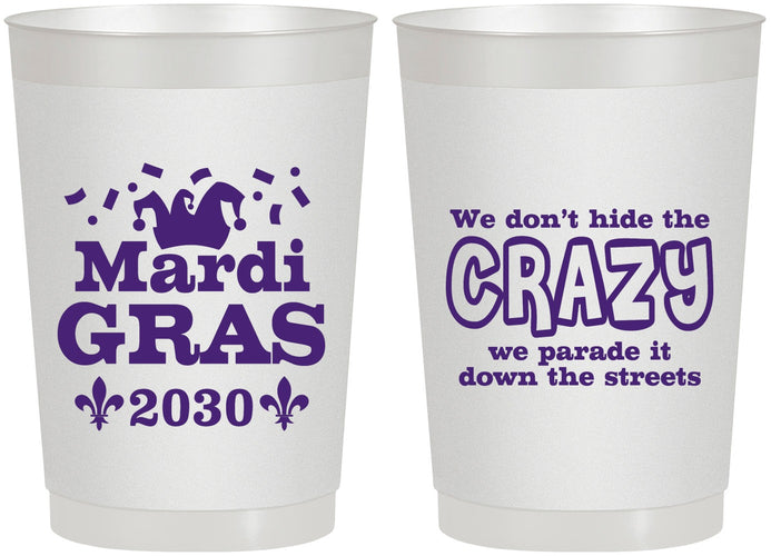 Personalized Mardi Gras 22 oz Frosted Cups - Fleur De Lis | 190009