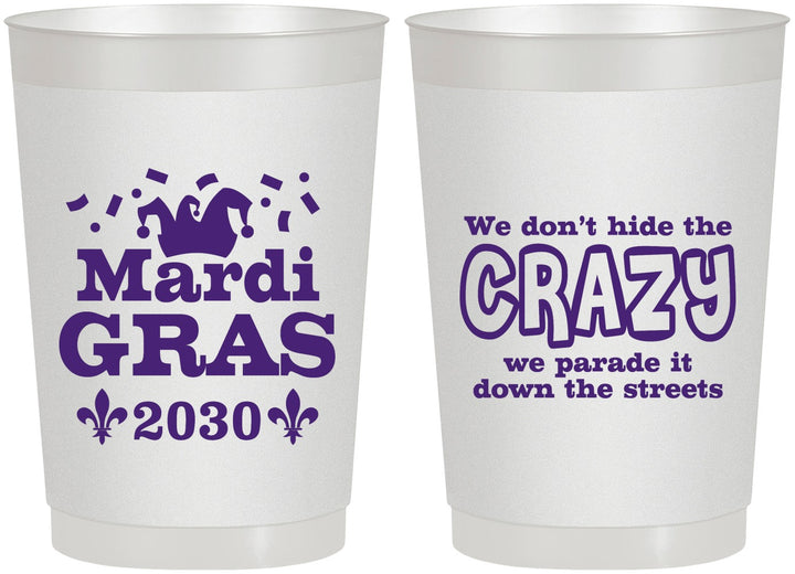 Personalized Mardi Gras 22 oz Frosted Cups - Fleur De Lis | 190009